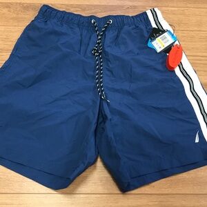 Mens Nautica Sz Small Swim Trunk Shorts Pool Lined Nylon Pocket Drawstring Beach